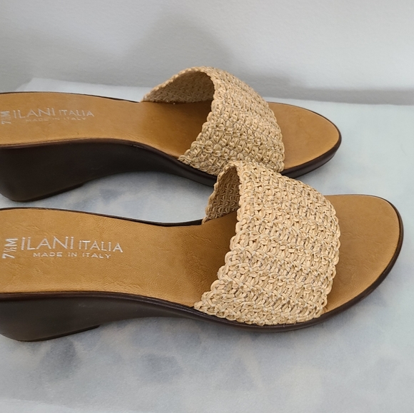 Womens woven sandals. Wedge 2 inch heel. Neutral color - Picture 1 of 4